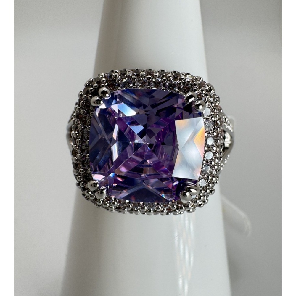 Bomb Party Delightfully Yours Ring RG32330 Lavender Topaz CZ Rhodium Size 7
